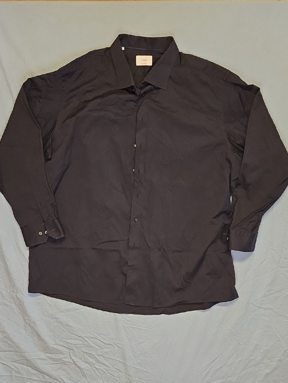 Eton Dark Navy Blue Long Sleeve Custom Made Casual Dress Shirt